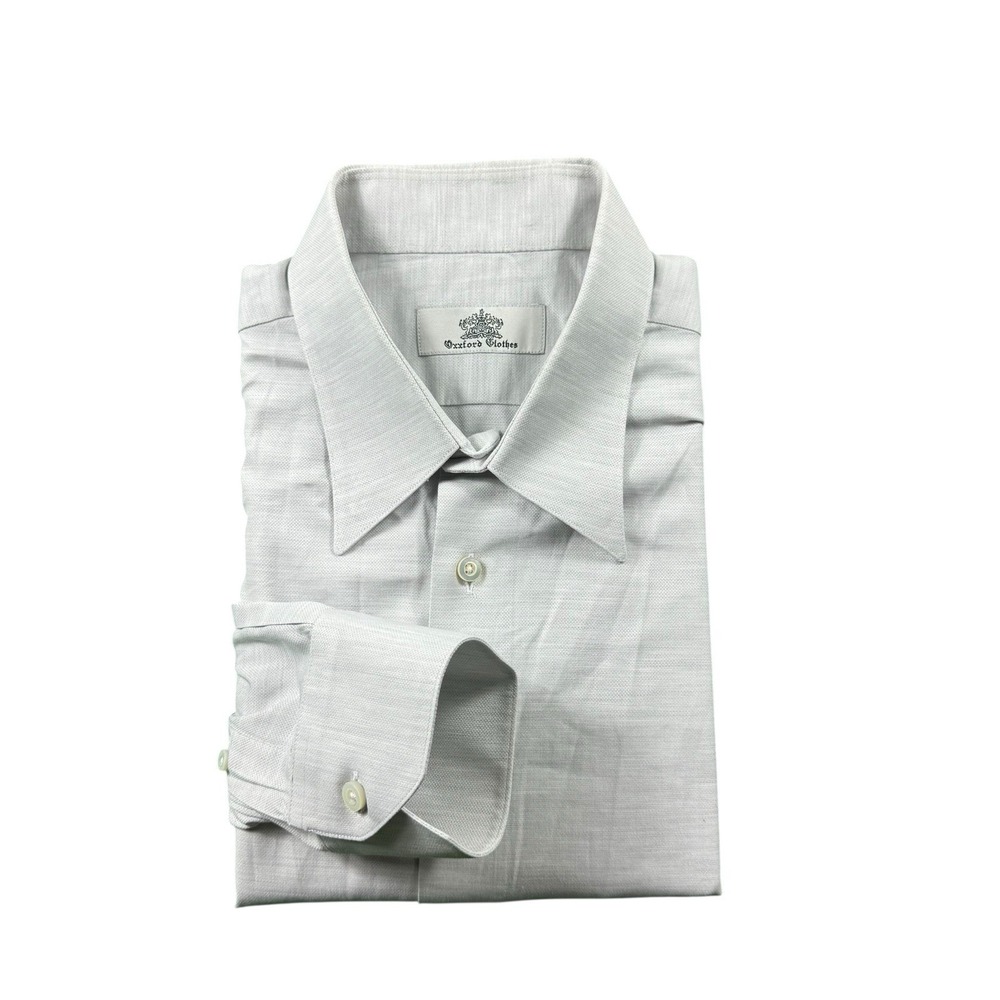 Oxxford Clothes Mens Gray Cotton Button Front Long Sleeve Shirt XL USA Made